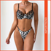 Embroidered Lace Thin White Leopard Print Sexy Bra Nightwear